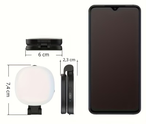 Lunelii GlowSnap - Składana Lampka LED do Telefonu z Lusterkiem – Regulowana | Obrotowa | Magnetyczna | USB