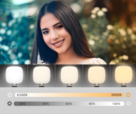 Lunelii GlowSnap - Składana Lampka LED do Telefonu z Lusterkiem – Regulowana | Obrotowa | Magnetyczna | USB